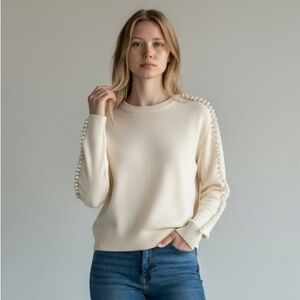 St. John sweater it pearls accent